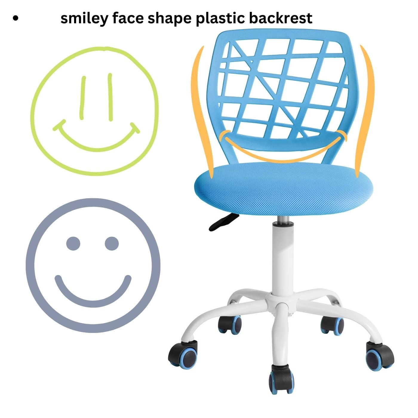 Kinder Drehstuhl Ohne Armlehnen - Höhenverstellbarer Bürostuhl Blau