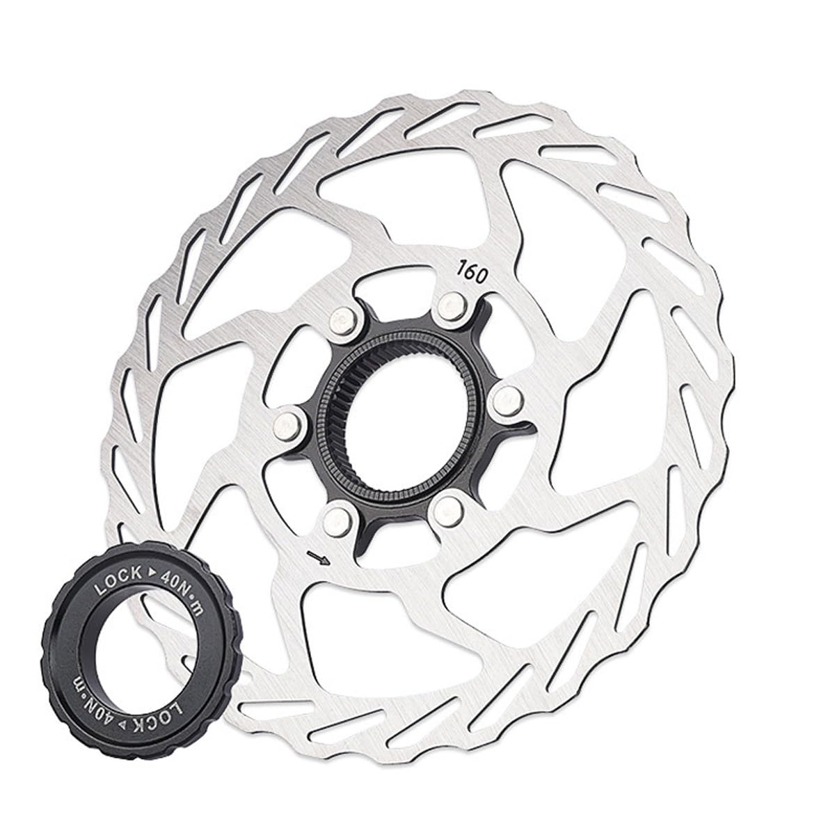 HOUSON Centerlock Brake Disc 140/160/180mm - Stainless Steel 1.8mm - Lightweight for MTB/Road Bikes - Includes Aluminum Retaining Ring & Anti-Slip Disc 160mm