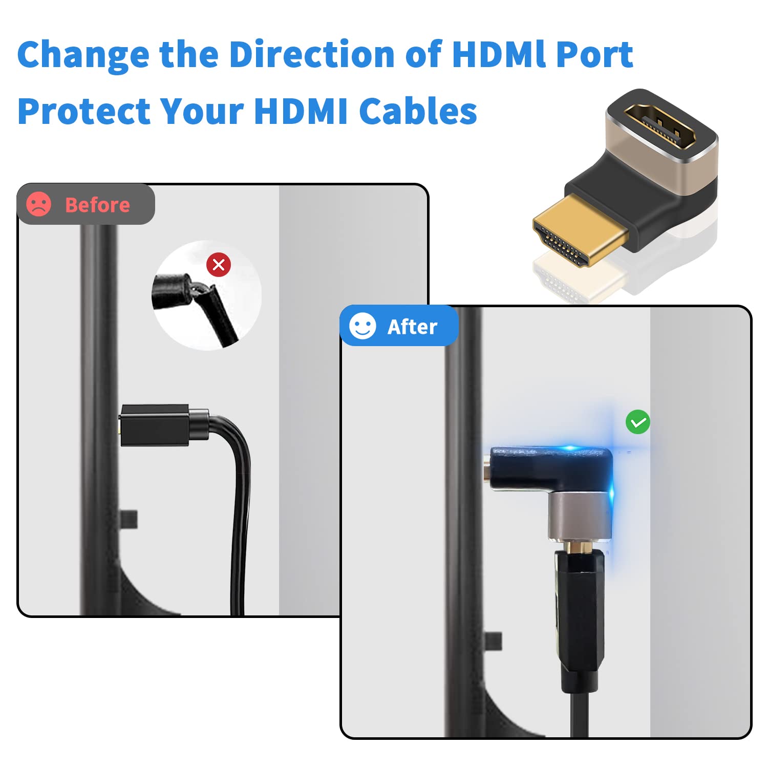 VCELINK 8K HDMI Winkeladapter 90 Grad – Für Enges Platz Hinter TV, PS5, Laptop, Inkl. 18 Monate Garantie