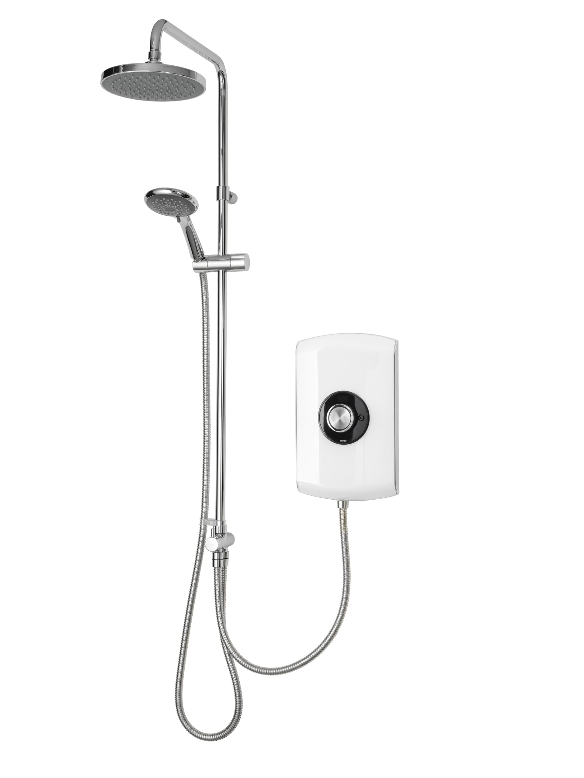 GEAMDU91 Amore DuElec | Shower Electric | 9.5KW | White Gloss I Electrical Showers | with Showerhead and Anti Twist Hose | Rainfall Shower Head | for Bathrooms