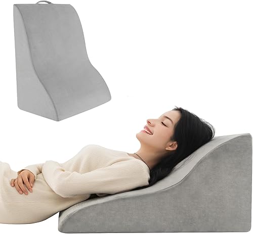 Giantex Almohada de cuña para dormir, almohada de elevación corporal de 12 pulgadas con diseño curvado único y funda lavable a máquina, almohada