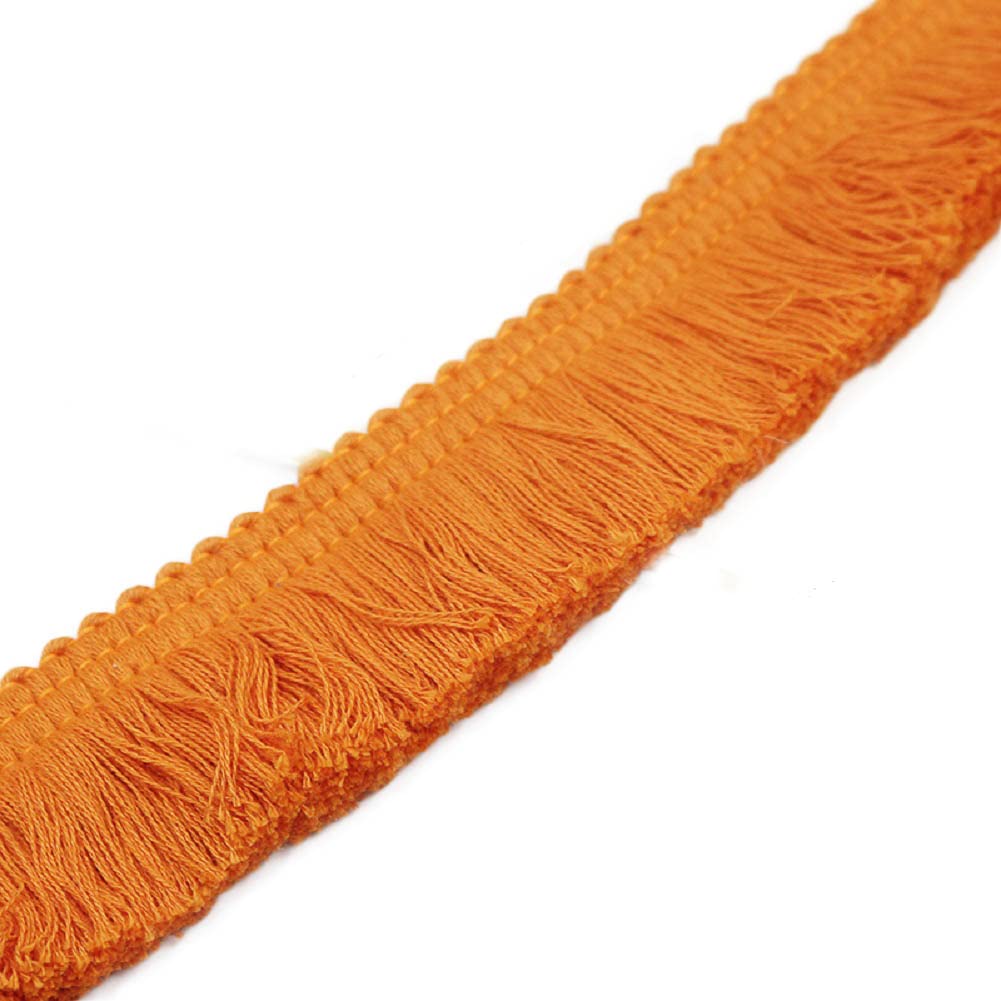 Yalulu 5 Meters Fringe Tassel Trim, 3.8cm Tassels Lace Edge Trim Fringe Embroidered Ribbon for Clothing Wedding Curtains Home Decors (Orange)