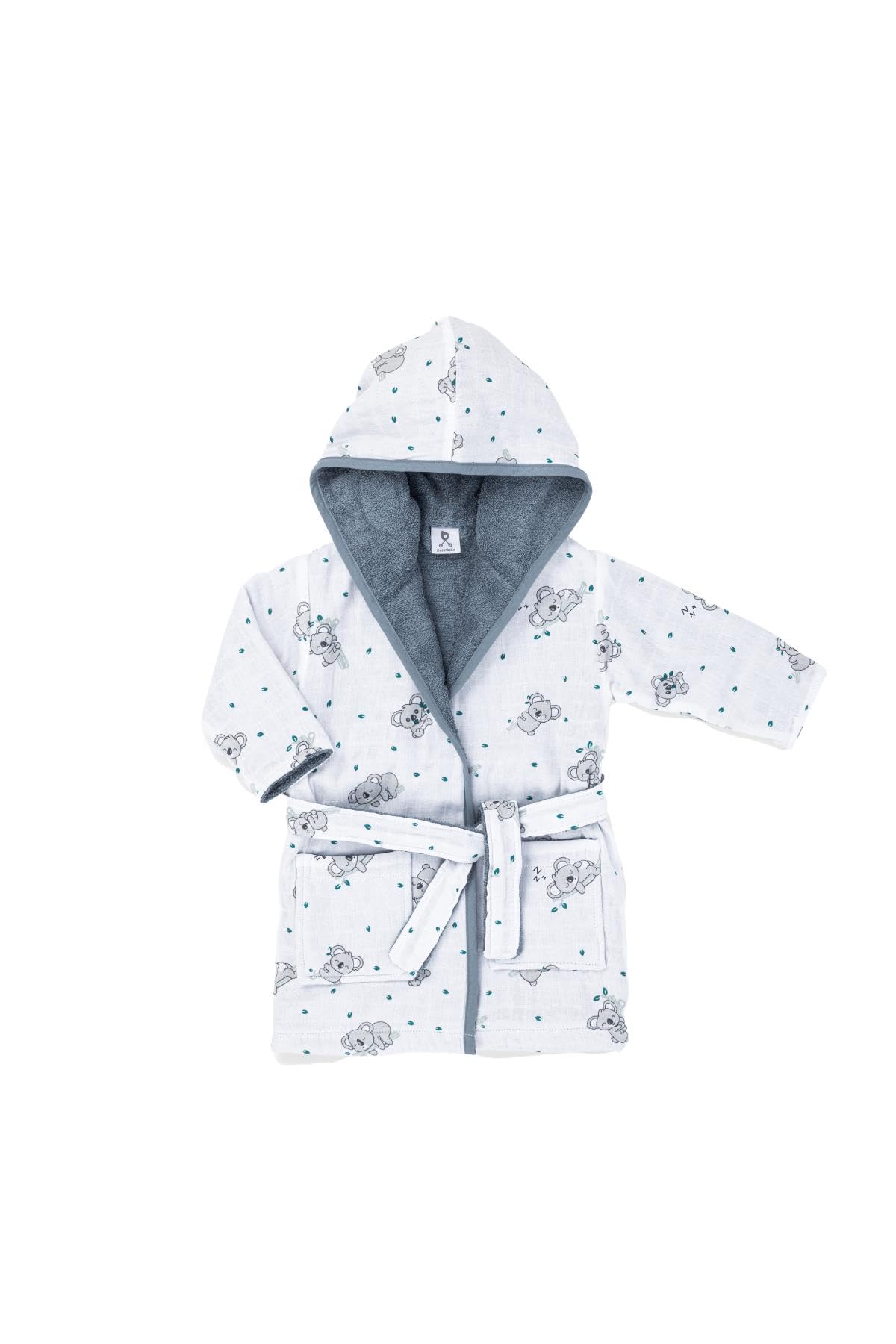 Gezenbebe Hero Desenli Müslin & Havlu Bebek Çocuk Bornozu Koala 1-2 Yaş
