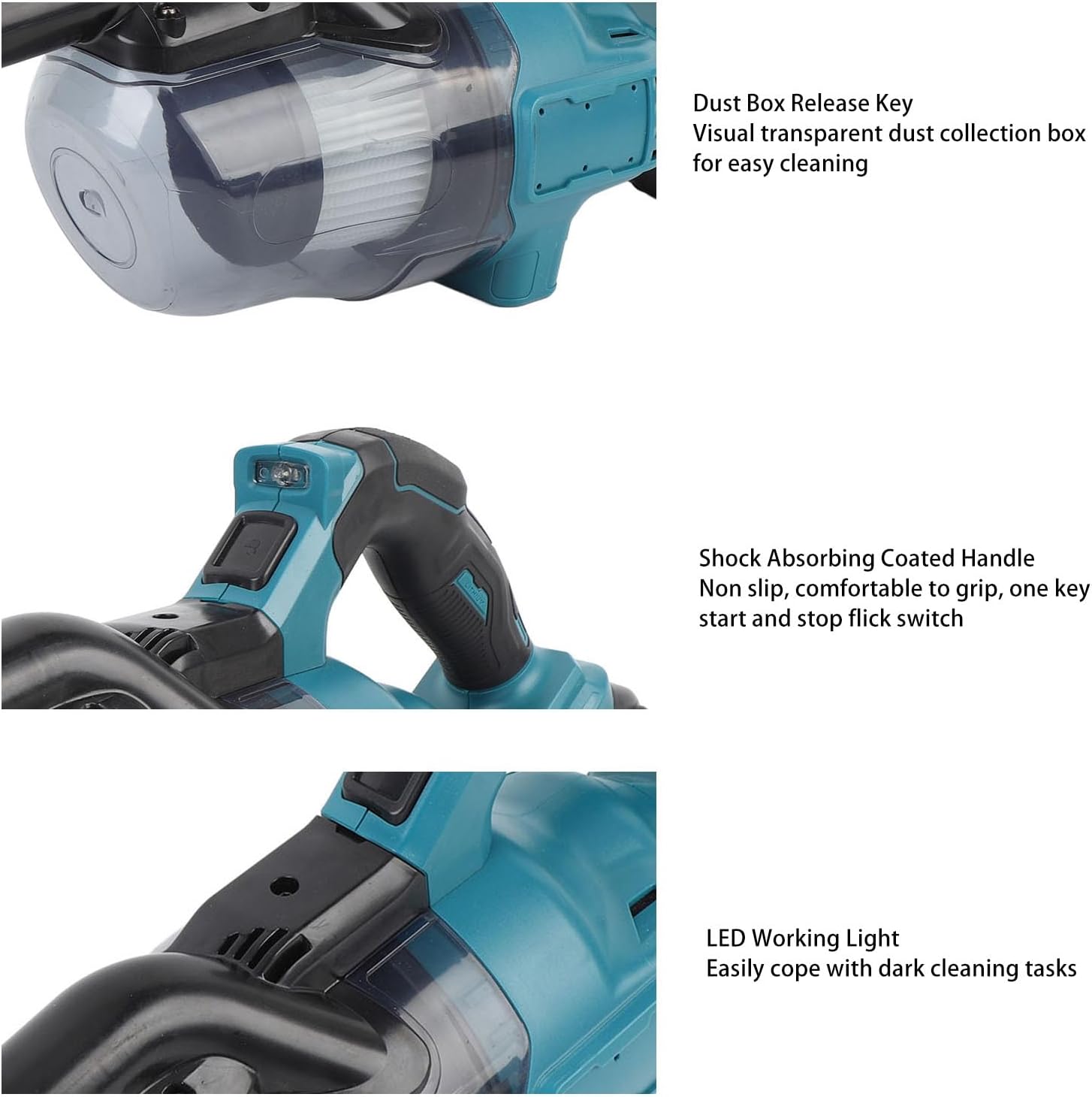 Eujgoov 18V Cordless Vacuum Cleaner, Electric Vacuum Cleaner, Strong Suction Power, 125AW, 700ml Large Capacity, 30min Runtime, 3 Attachments, Multiple Surfaces Adaptable (US Plug)