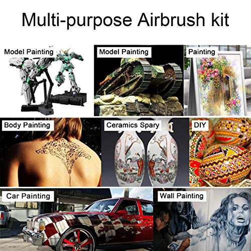 Portable Airbrush Kit with 6cc 20cc 40cc Cup,Cordless Air Brush with Rechargeable Mini Air Compressor,Replaceable 0.4mm Nozzle Needle Cap and Cleaning Brush for Makeup,Model Making,Cake Decoration