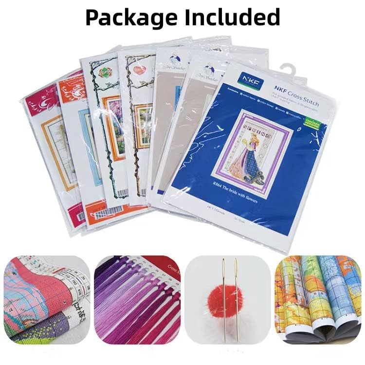 Image of Generic Counted Easy Cross Stitch Kits Watercolor Crow Raven Color Stamped Embroidery for Starter Kits DIY 11CT Stamped Patterns Embroidery Needlework Kit Supplies 12 Inch Hoop Included(172-E)
