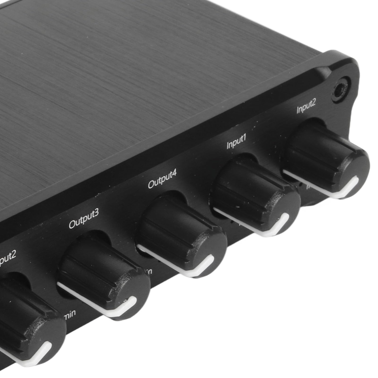 Distribuidor Mixto de Sonido 2 en 4 Salidas, Señal de Audio 2 Entradas 4 Salidas Mezclador Divisor, Volumen sin Pérdidas Ajustable Conector de Auriculares de 3,5 mm. 100‑240 V