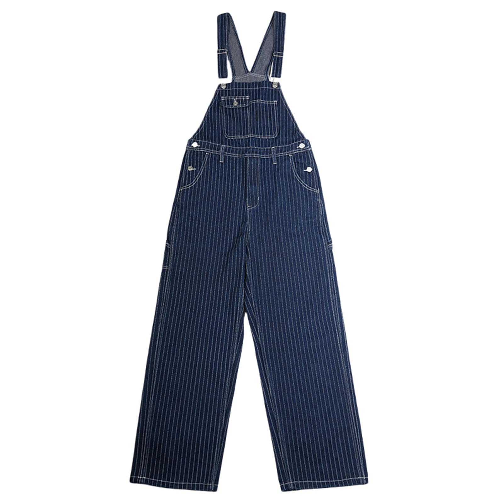 Męski amerykański styl vintage szerokie nogawki w paski denim odzież robocza kombinezony