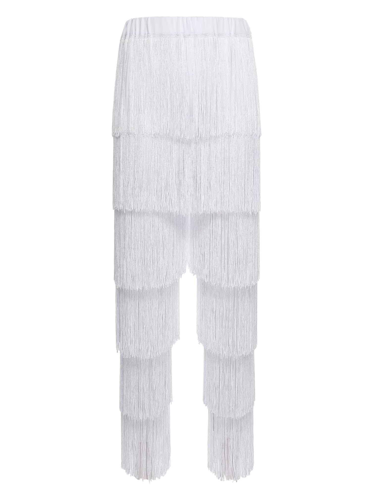 iiniim Pantalones de Baile Latino para Mujer con Flecos, Traje Negro Elegante con Cintura Elástica, para Tango y Clases de Baile de Salón