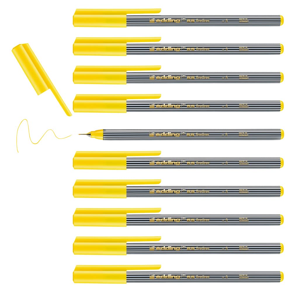 edding 55 fineliner - sarı - 10 kalem - 0,3 mm uç