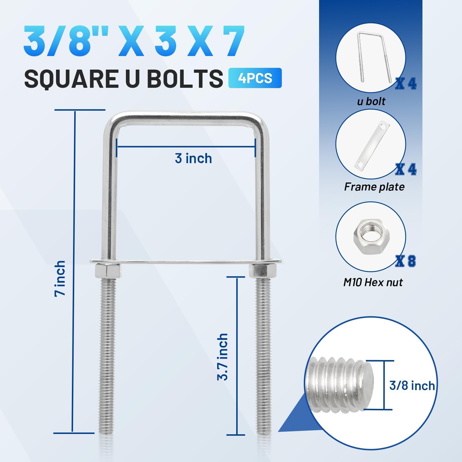 Stainless Steel U-Bolts - Trailer Boat Fasteners -2