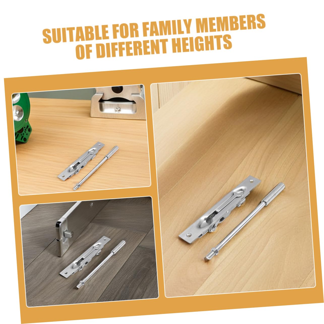 Hemobllo 2sets Serratura Scorrimento in Acciaio Inossidabile Chiavistello Nascosto Per Porte Doppie in Legno e Composito Sicurezza Anti-effrazione Con Design Adatto Diverse Altezze Familiar