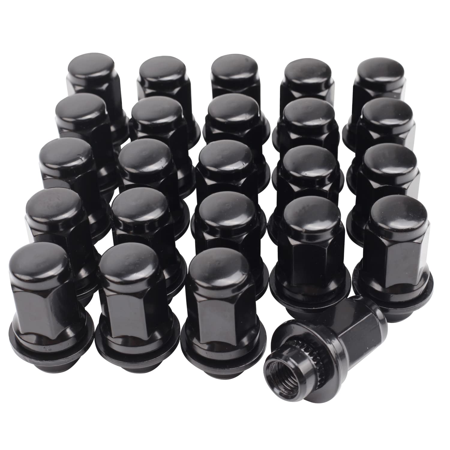 Set of 24, 12x1.5mm 1.87 Inch Length 13/16 Hex OEM Factory Mag Lug Nuts for Tacoma 4 Runner FJ Cruiser Matrix GX460 GX470 SR5 Pre-Runner TRD Off-Road Limited Black