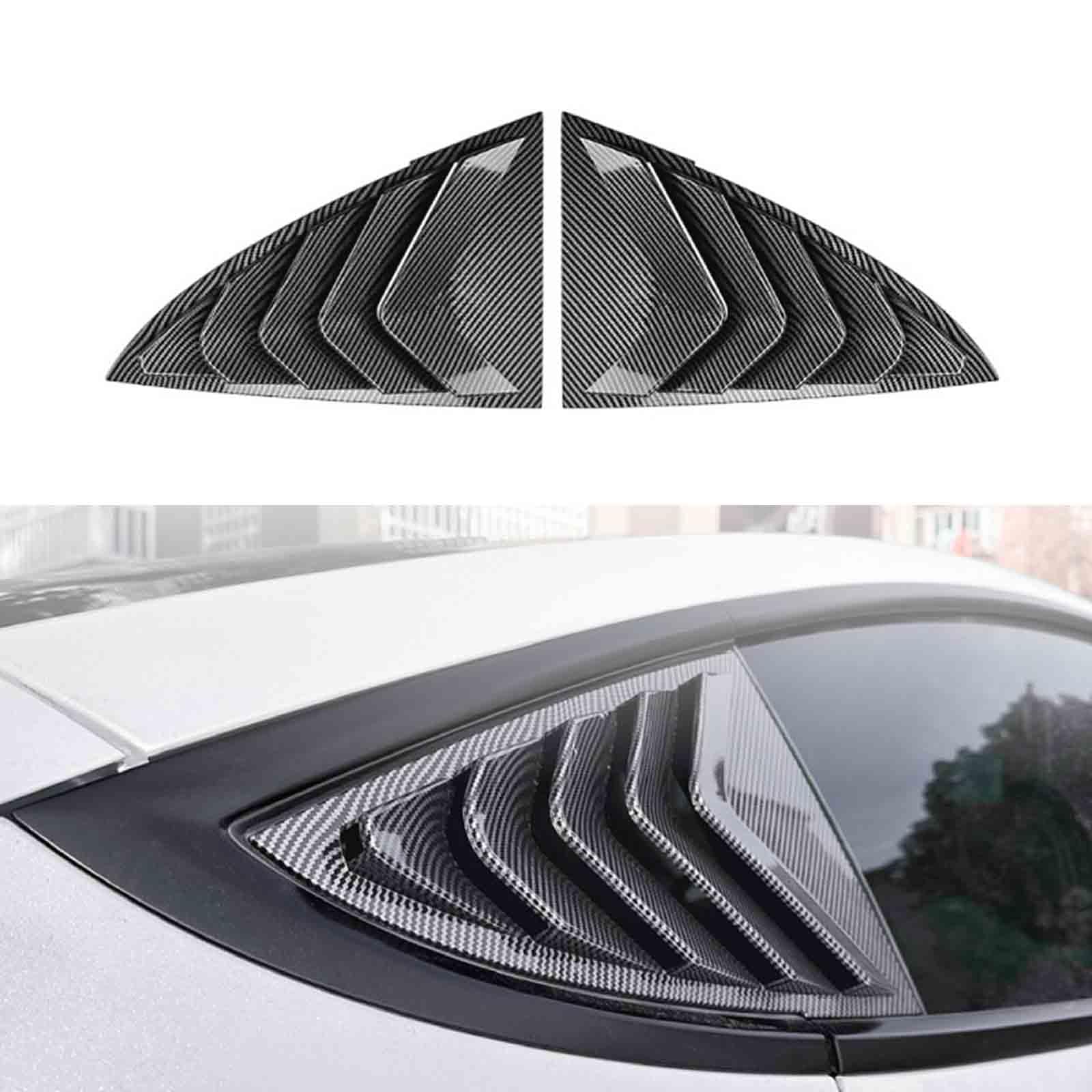 YPFYBHD Rear Window Louver Shutter, Compatible with Tesla Model 3 2017-2024, 2Pcs Triangle Blinds, Side Vent Panel Decoration Cover, Carbon Fiber Look