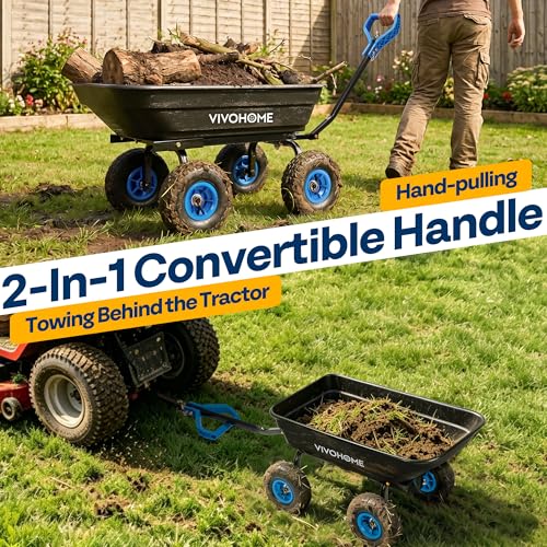 Image of VIVOHOME 660lbs Wheelbarrow Dump Garden Cart with 2-in-1 Convertible Handle