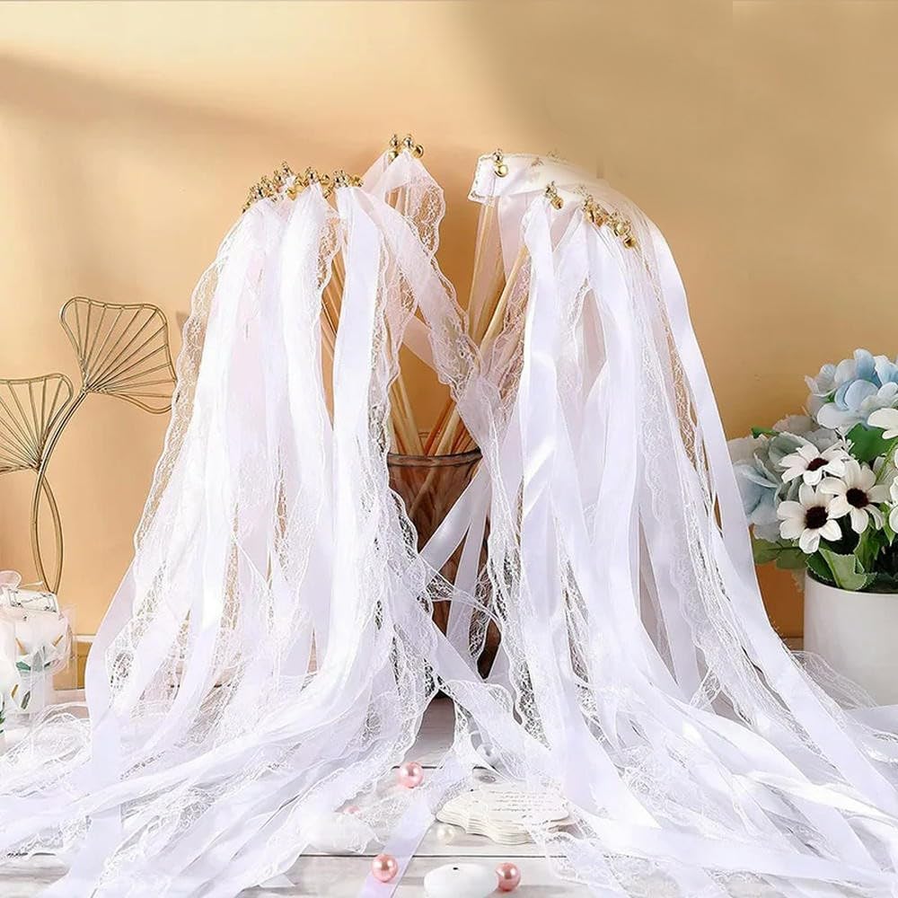 GUOZIF 10-200 Uds varitas con Cinta Hada de Palos para Bodas Guirnalda de Luces LED con Campanas Que Brillan en la Oscuridad Palo de Encaje para Fiesta de cumpleaños de Boda