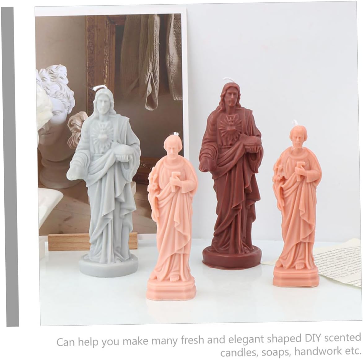 Zerodeko 3D Silicone Jesus Candle Mold DIY Resin Mold Handmade Soap for Religious Crafting and Candle Making