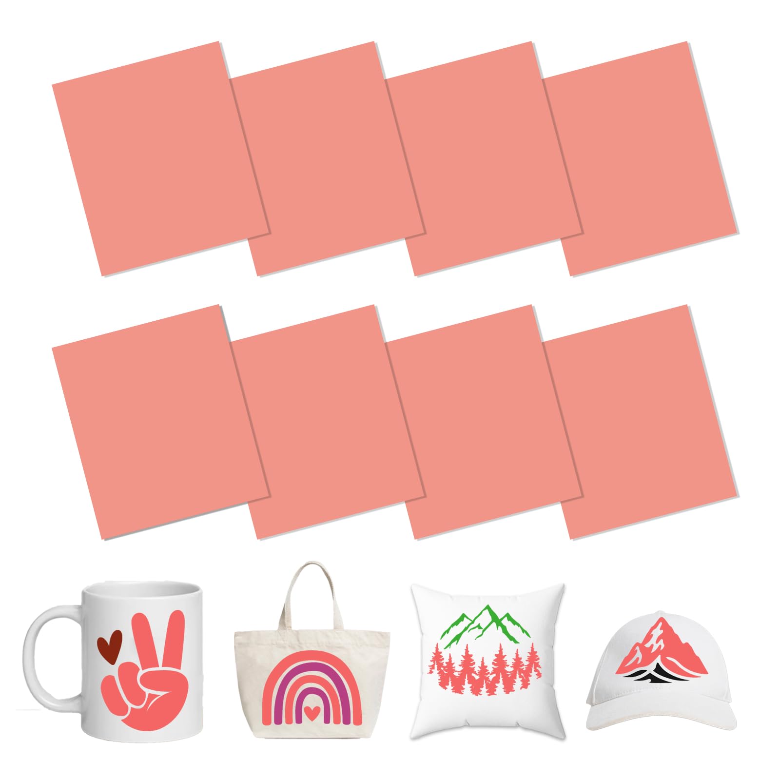 HTVSTD Peachy Pink Sublimation Transfer Ink Paper 8 Sheets 12 * 10in