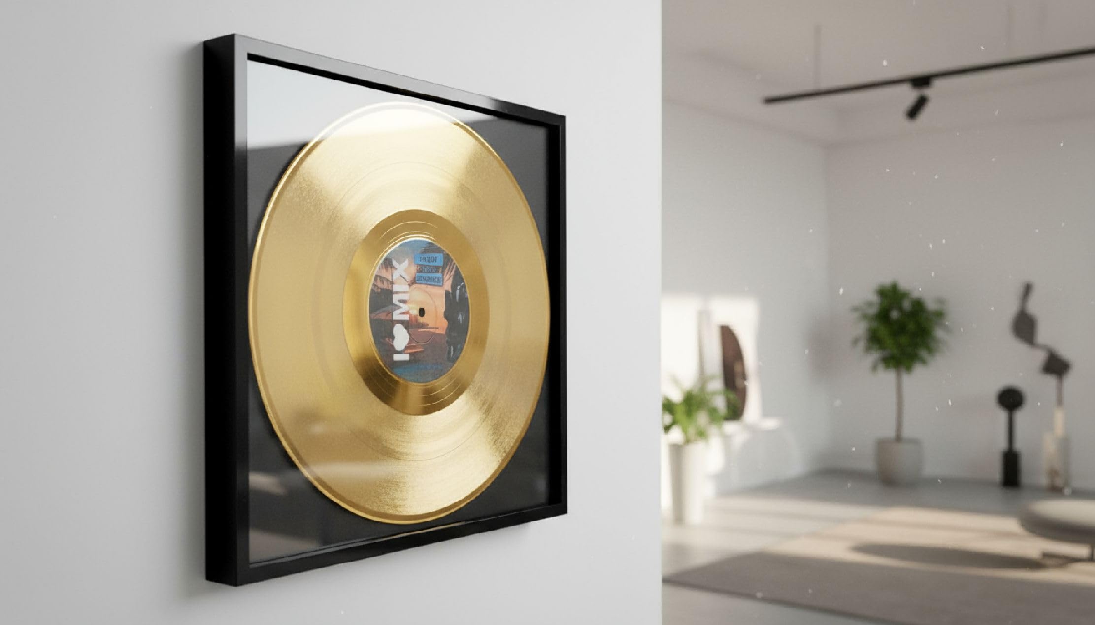 DISCOCLOCK Disque doré ou platine encadré et personnalisable – Récompense pour l'œuvre de sa vie – Idée cadeau pour chanteurs, musiciens, artistes et fans (carré)