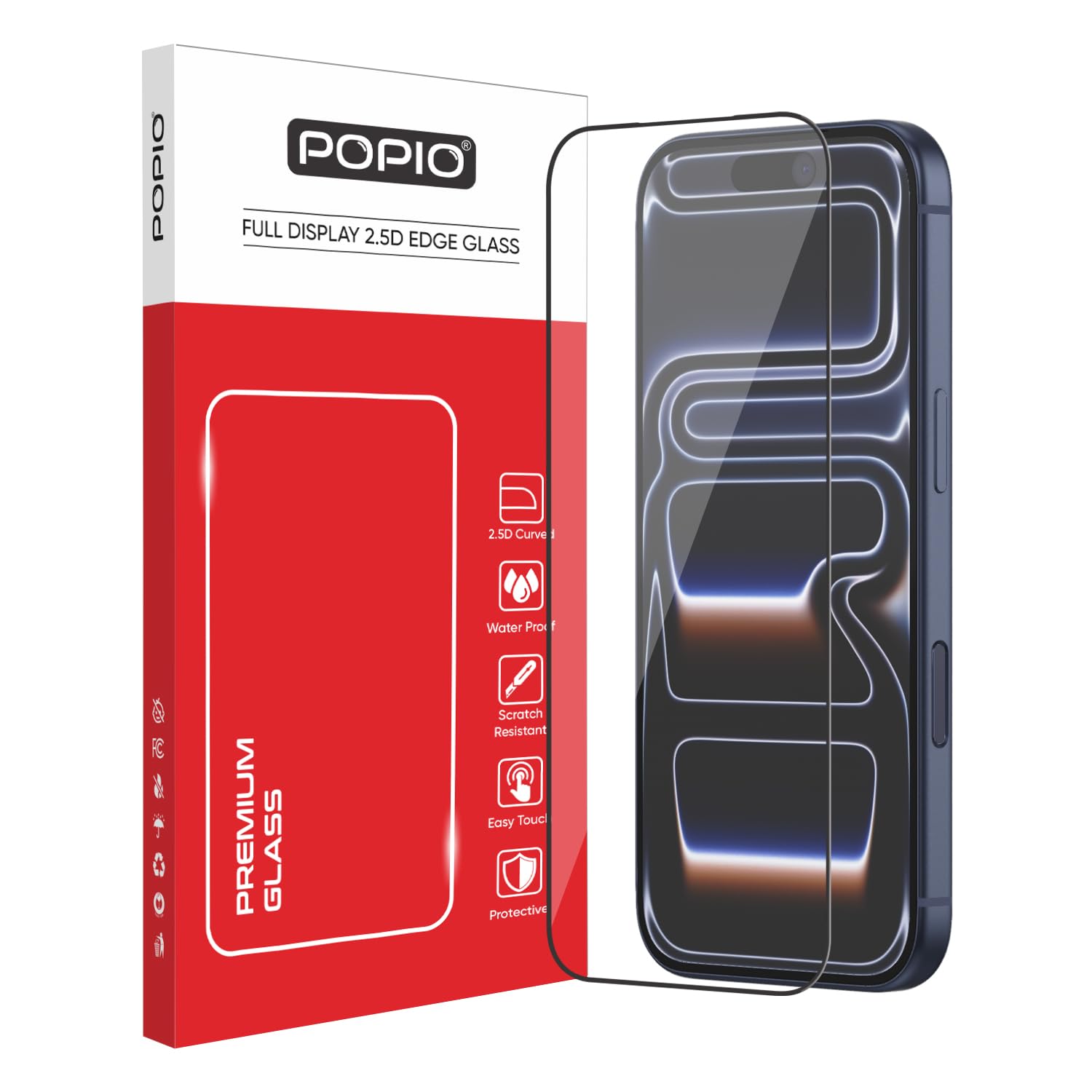 POPIO Military-Grade Gorilla Tempered Glass Compatible for iPhone 17 Pro (Black) | Edge to Edge Full Coverage | Scratch Resistant | 9H Hardness | Easy Installation Kit