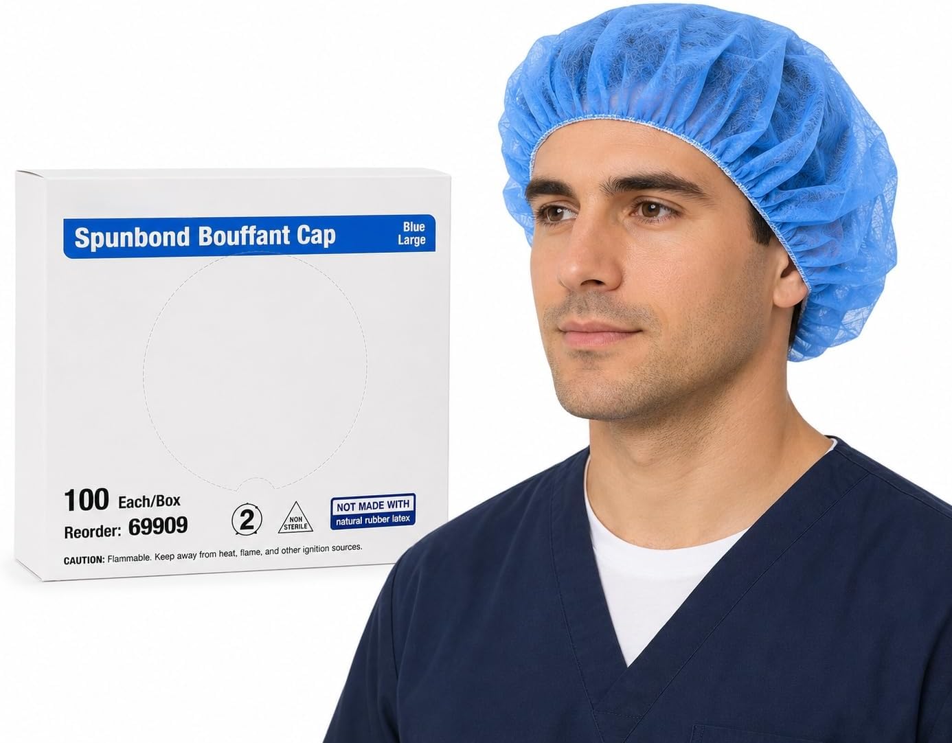 Bouffant Caps, Spunbond Polypropylene100/box