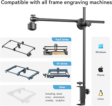 LONGER LightBurn Camera Kit for Laser Engravers 5MP Time-Lapse Digital Camera with Precise Positioning, Multi-Task Engraving, and Preview Support for LightBurn