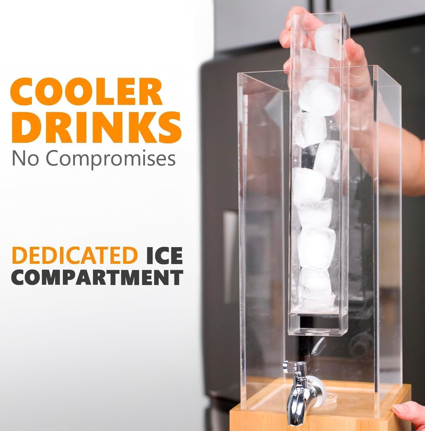 ACRYLIC Drink Dispenser- 1.25 GALLON Beverage Dispenser with Stand and Ice Core – Cold Drink Server for Parties and Events - Image 4