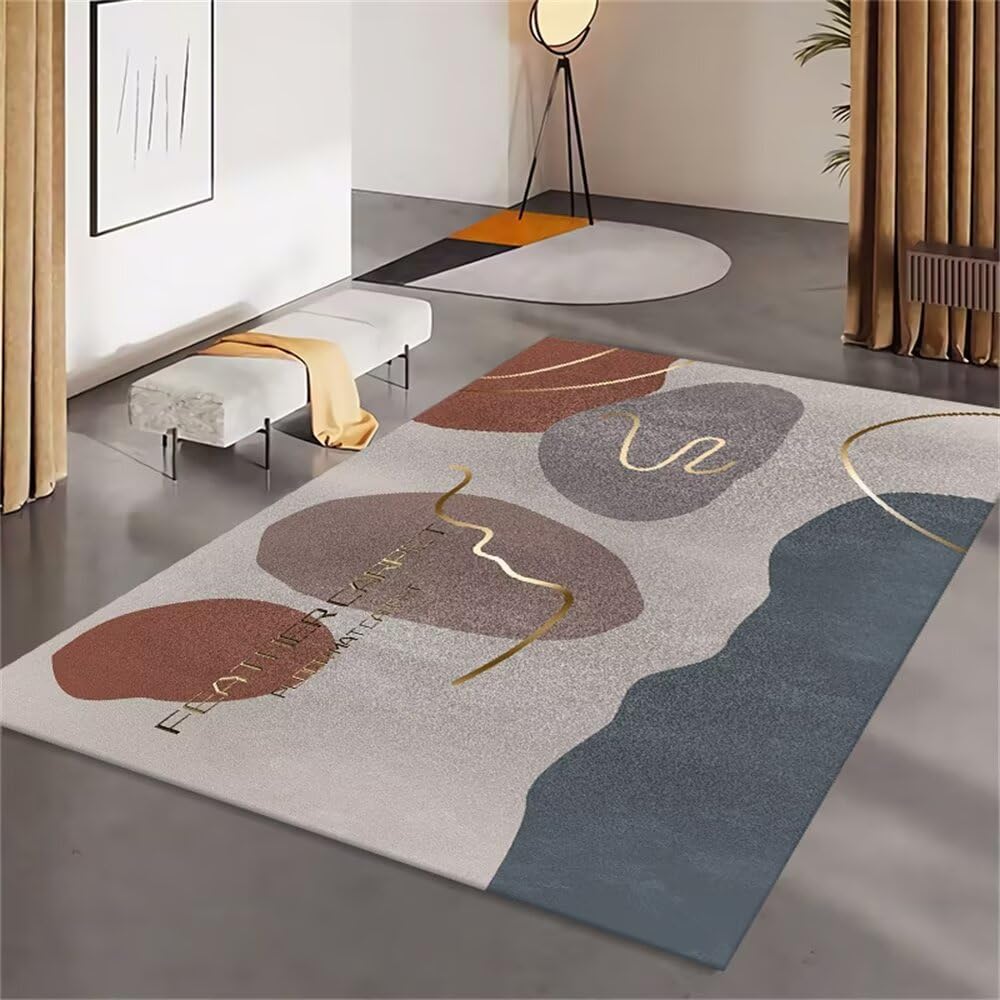 Tapis de salon bleu et gris moderne 180x230cm pour chambre d'ado et enfant