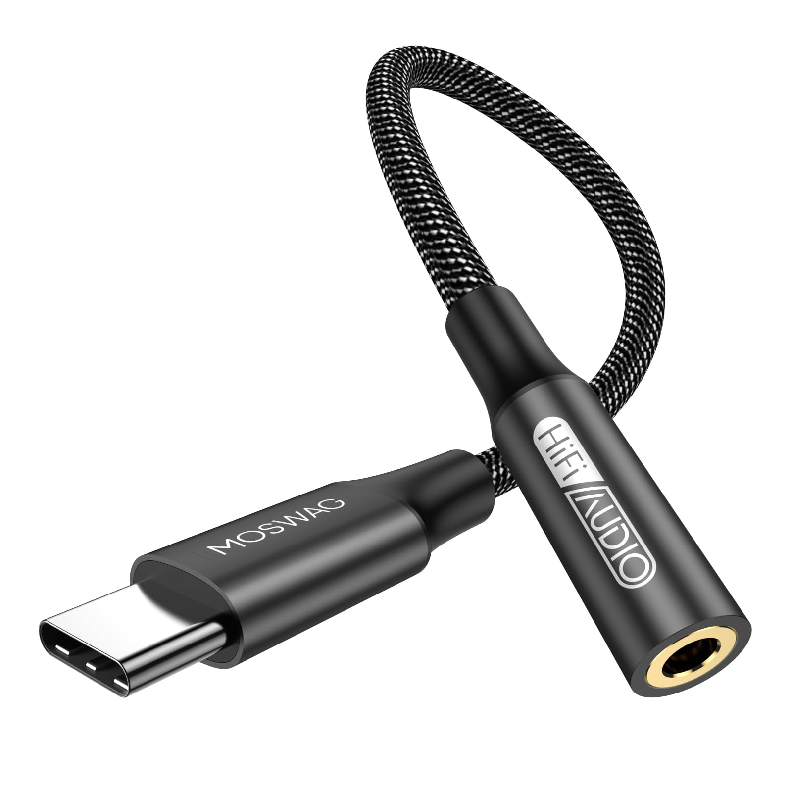 MOSWAG USB Typ C auf 3.5mm Kopfhörer Jack Adapter, Audio USB C auf Aux Dongle Kabel für iPhone 16 Pro Max/16 Pro/16 Plus/16/15 Pro/15, Samsung Galaxy S24 S23 S22 S21 S20, Huawei, Pixel, ipad und mehr