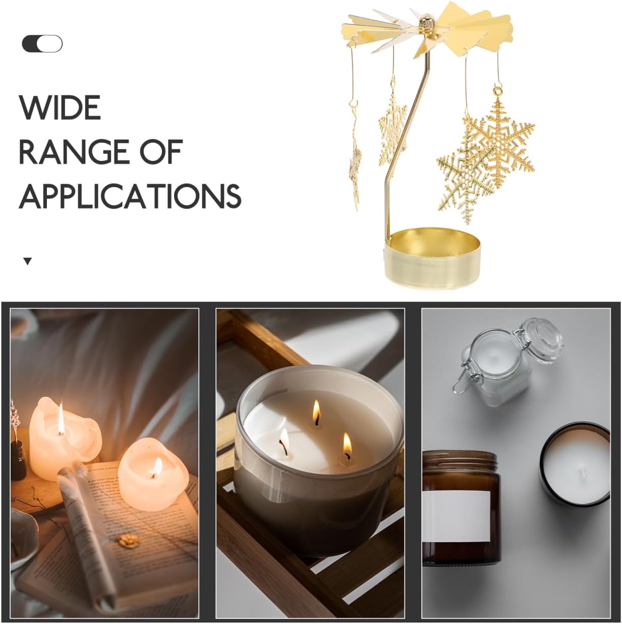 Zerodeko Spinning Candle Holder with Snowflake Design Romantic Carousel Candle Stand for Christmas Winter Parties Creative Tabletop Decoration Lovely Candlestick Ornaments