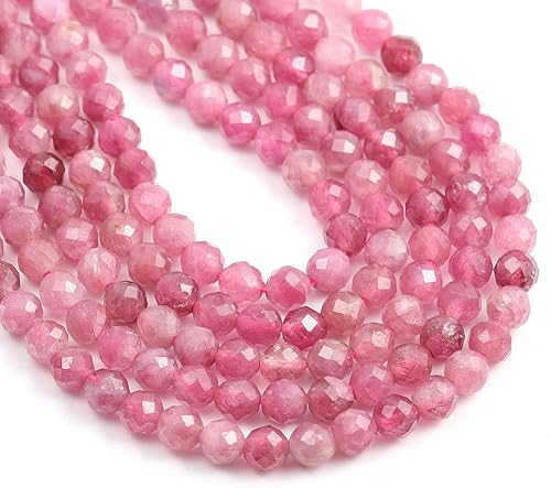 Miniatura 8 de Cuentas de piedra natural de turmalina rosa, cuentas sueltas facetadas para hacer joyas, collares, aretes, anillo, 1 hebrapaquete de 15 pulgadas,