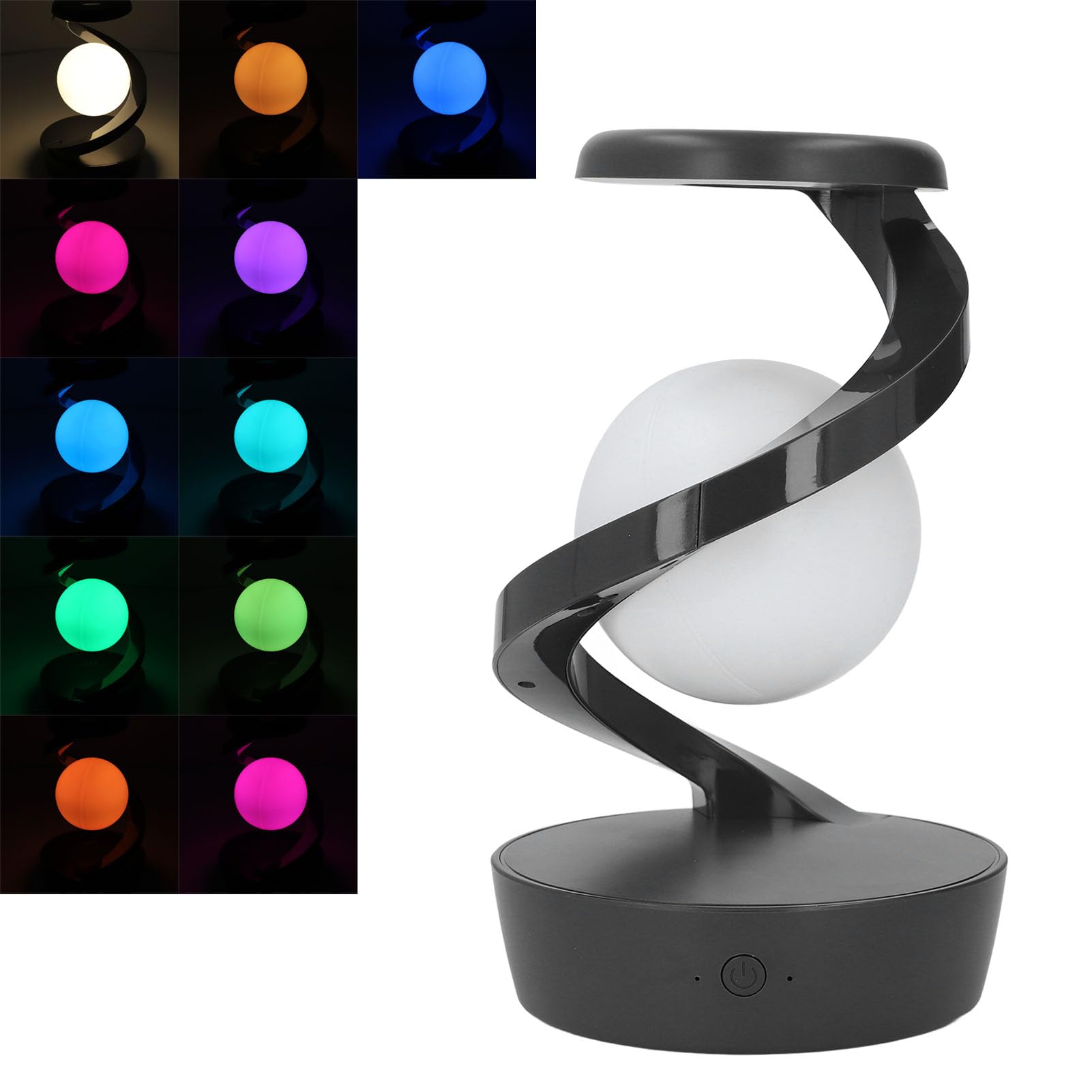 Cocoarm Lampada da Comodino Moderna a Spirale, Lampada da Tavolo a LED in ABS con Sfera di Levitazione 3D, USB C Ricaricabile da 600 MAh, Sensore di Onde e Luce RGB Calda per Camera da Letto, (GRAY)