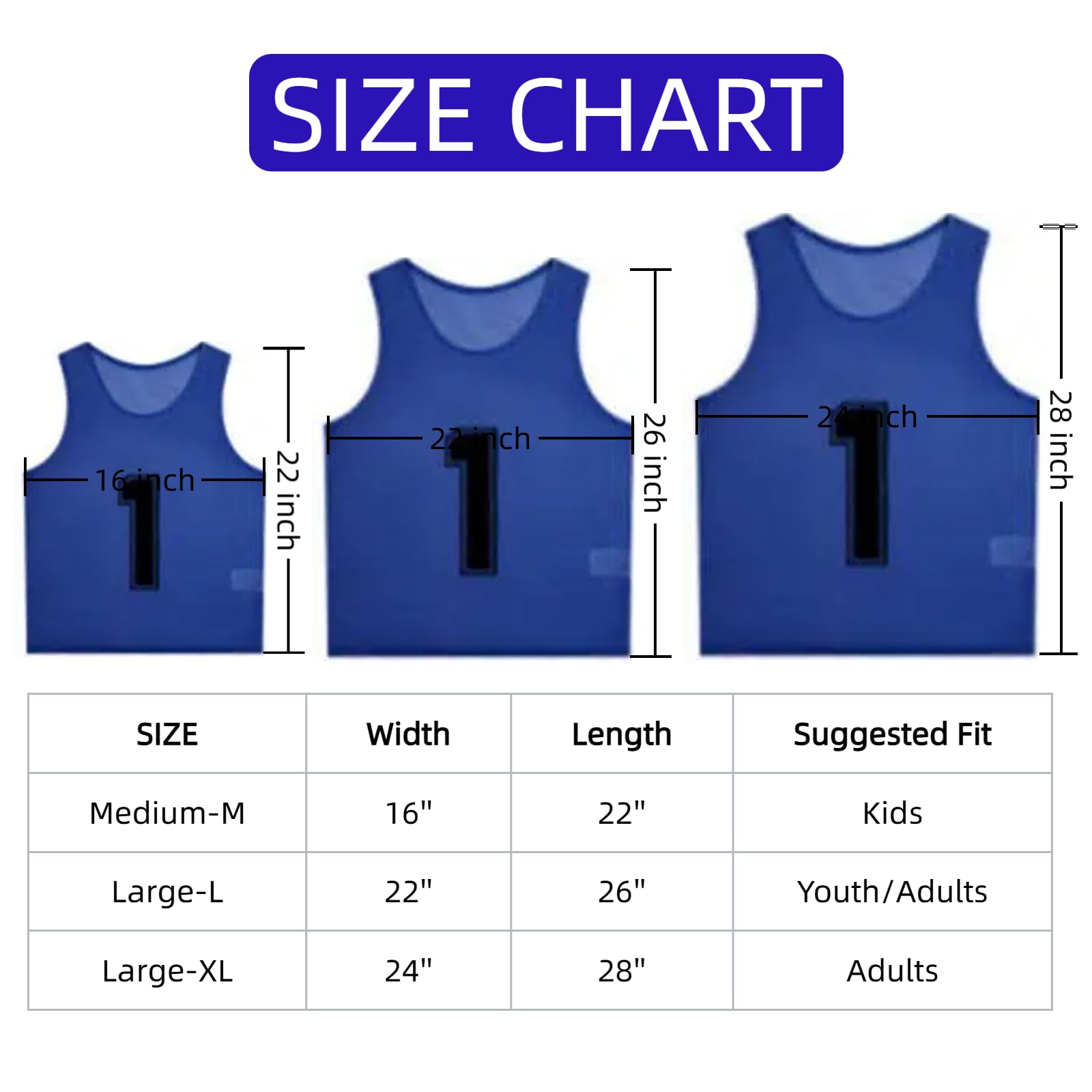 TOEPODO Confezione da 12 bavaglini da calcio per adulti, con borsa portaoggetti e fascia da capitano, XL, blu