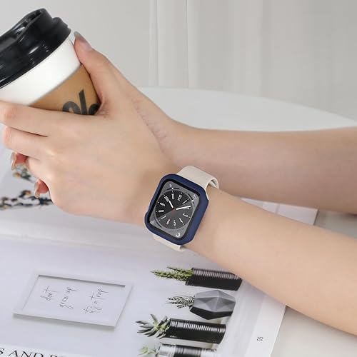 Miniatura 7 de Funda compatible con Apple Watch Series 8 Series 7 de 1.772 pulgadas con protector de pantalla de vidrio templado integrado, paquete de 4 fundas