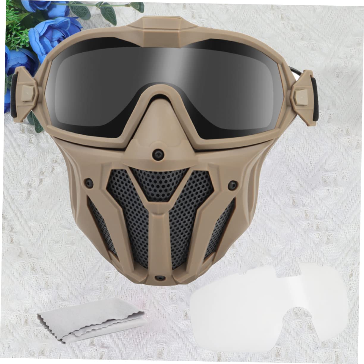 Happyyami 1set Maschera Protettiva Per Attività All Aperto Con Occhiali Antifog e Ventilatore Mini Senza Batteria Colore Per Sci e Ciclismo