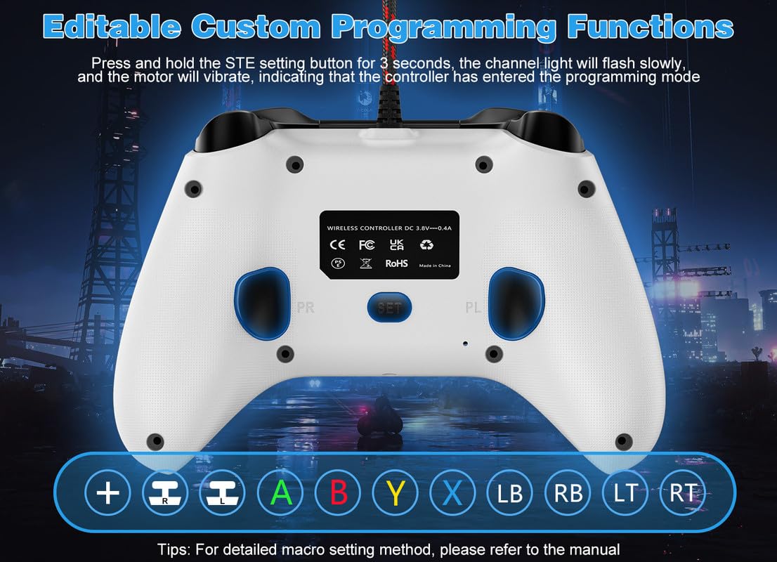 2 Pack Wired Controller Compatible with Xbox One S/X, Xbox Series X/S Windows 10/11 PC Gaming Controller with Audio Jack & Volume Button/Turbo/Macro/Motion Control & Dual Shock/Speakers -Need to upgrade(White+Green)