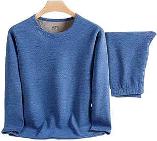 Roupa interior térmica para homens,Roupa interior térmica para homens,Plush e espessar Roupa interior térmica Mens,Roupa interior térmica Crew Top, para o tempo frio (Color : Blue, Size : 4XG)