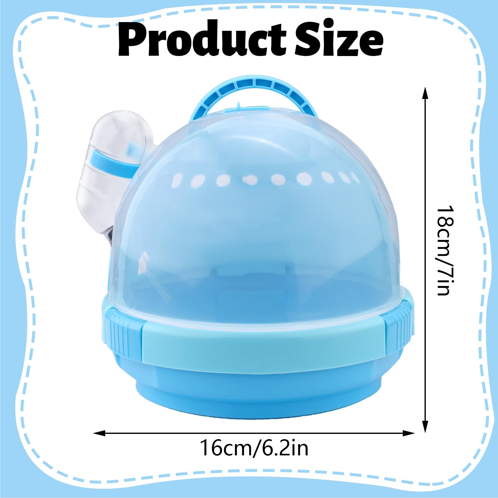 Transportador portátil rosa para hámster con botella de agua y asa, jaula de viaje transpirable para conejillos de indias, funda de transporte para animales pequeños para jerbos, ratones, erizos,