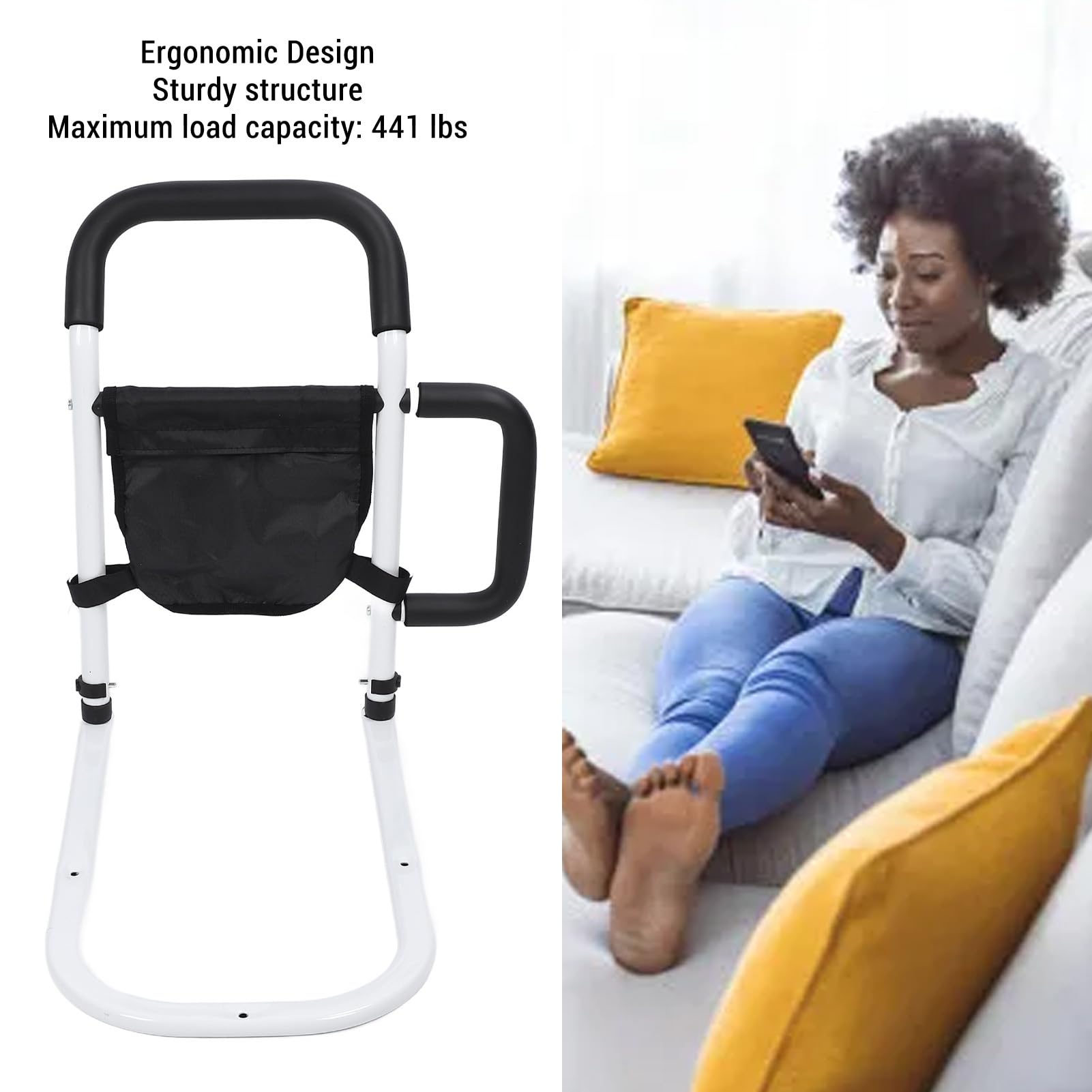 Fabater Couch Chair Stand Assist for Elderly, Mobility Standing Aid, Soft Foam Handle, 4 Adjustable Heights, Stainless Steel Standing Up Assistance for Sofa, Chair, Patients, Seniors