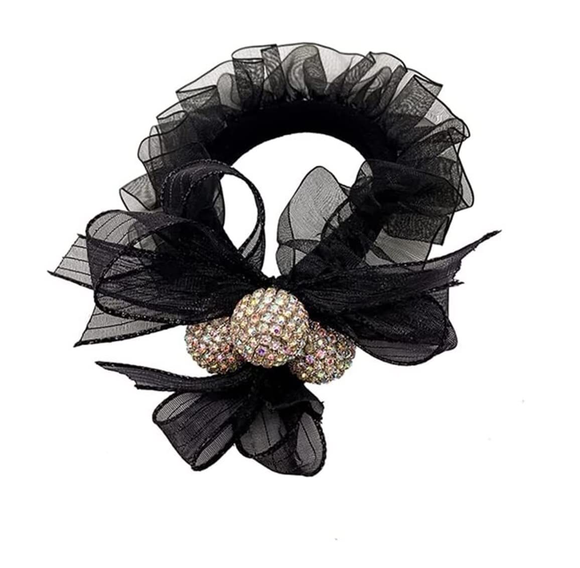 Feste Elastici Capelli 3pcs Bow Knot Organza Hair Ring Female Ball Bead Headgear Summer Ponytail Rubber Band Decorazione