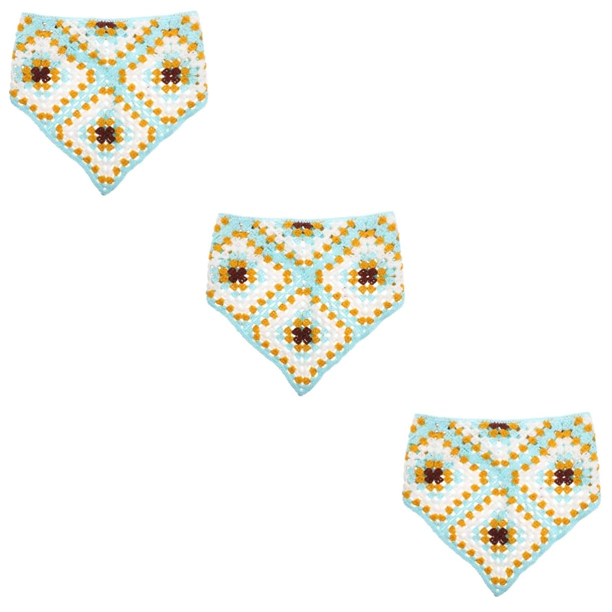 FRCOLOR 3 Piezas Diadema Triangular Pañuelos De Pelo Para Mujer Lazos Para El Cabello Para Mujeres Pañuelo Pañuelo Pelo Triangular Floral De Ganchillo Toalla Tejer Enfermero Tela