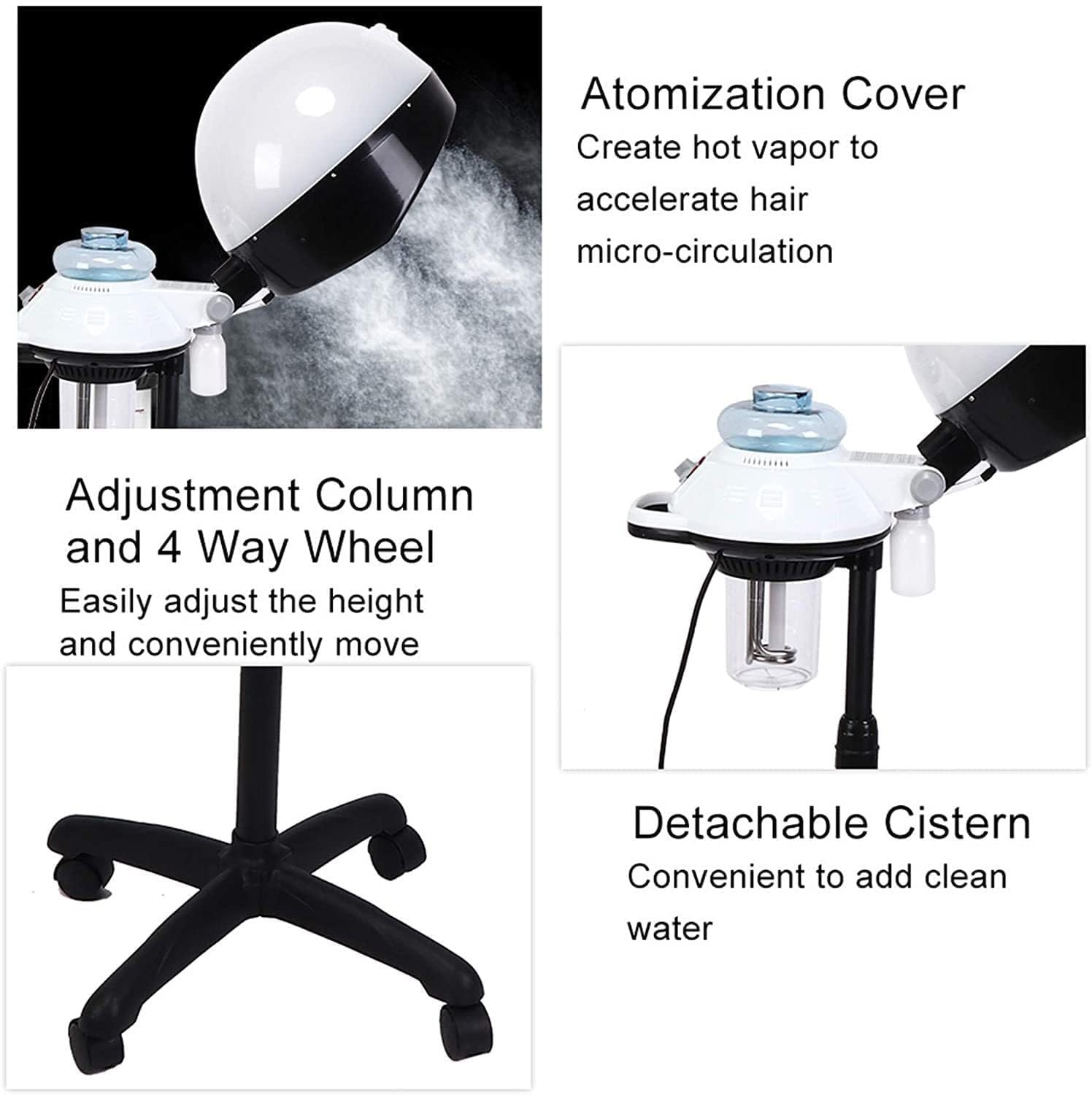 1Pcs Professional Head Steamer Stand Hair Dryer Steamer,Adjustable Height Salon Steamer &Conditioning Ozone Hair Steamer Spa Machine, Professional Hot Oil Hair Steam for Spa Home Hairdressing-Color As Per Stock 1