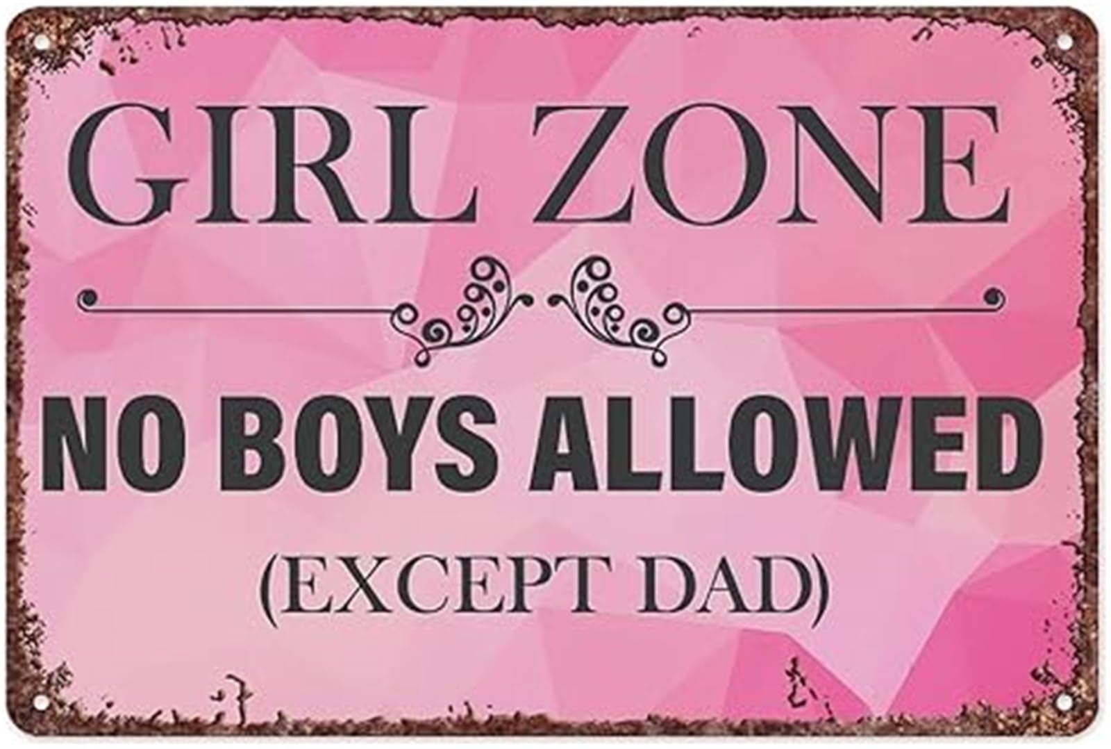 GYQYJPFZM No Boys Allowed Except Dad Funny Metal Sign Girls Room Rule For Daughter Bedroom Playroom Wall Decor 8 X 12 inch