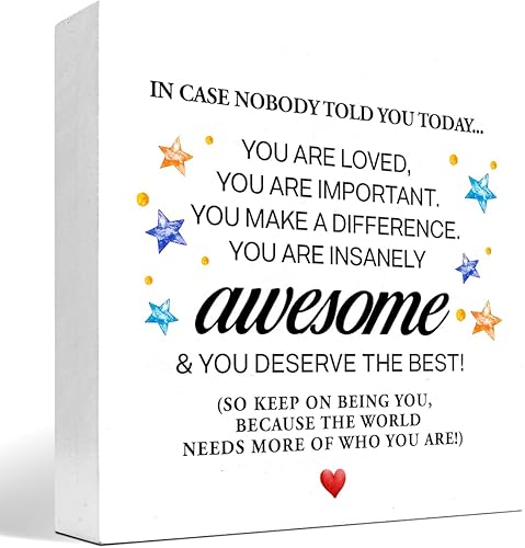 Letrero de madera con texto en inglés "In Case Nobody Told You Today You are Awesome Bloque de madera, decoración de escritorio, caja de motivación