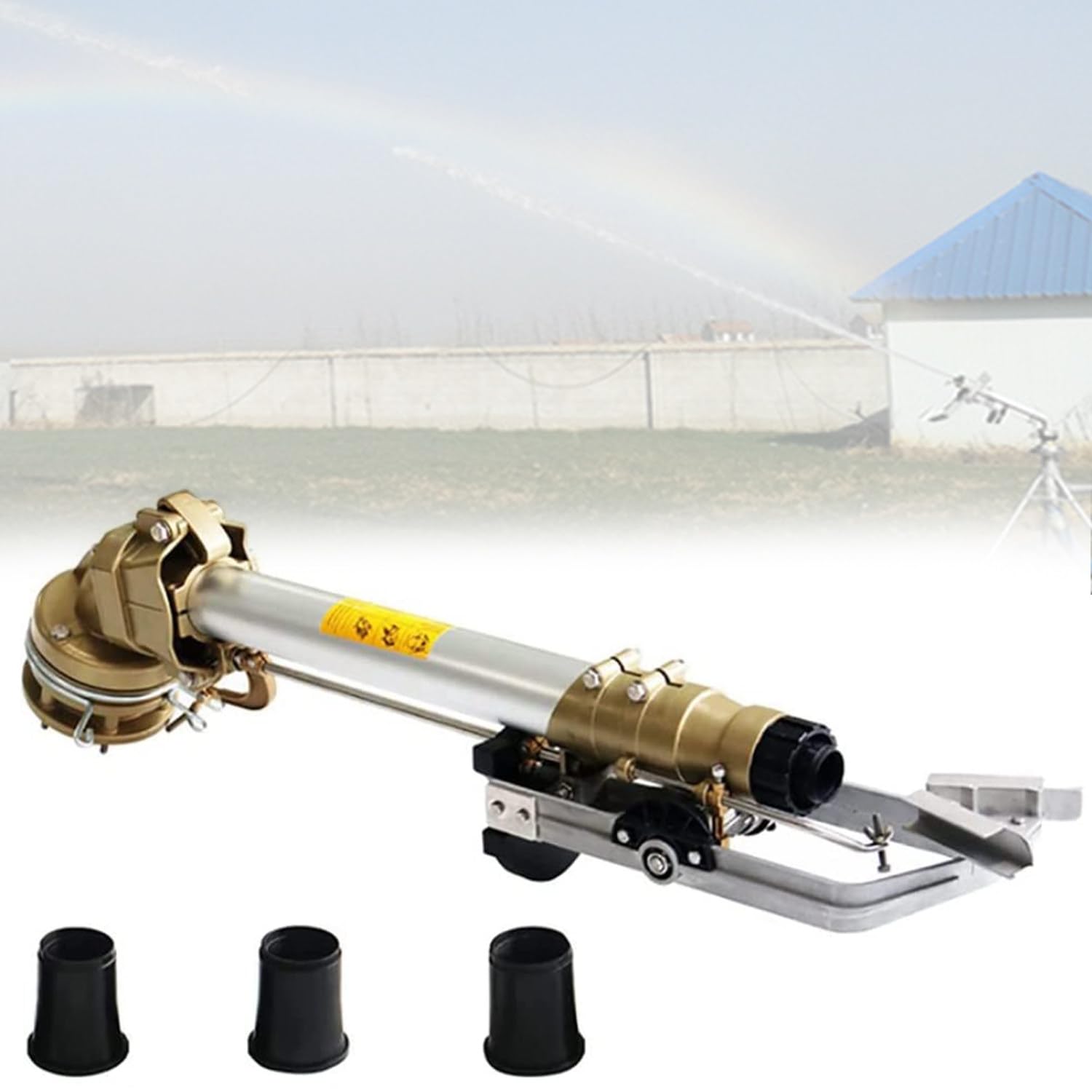 Irrigatore a pulsazione resistente – Irrigatore rotante a 360°, regolazione dell'altezza da 16° a 46°, ideale per grandi aree, fattorie, frutteti e forestali