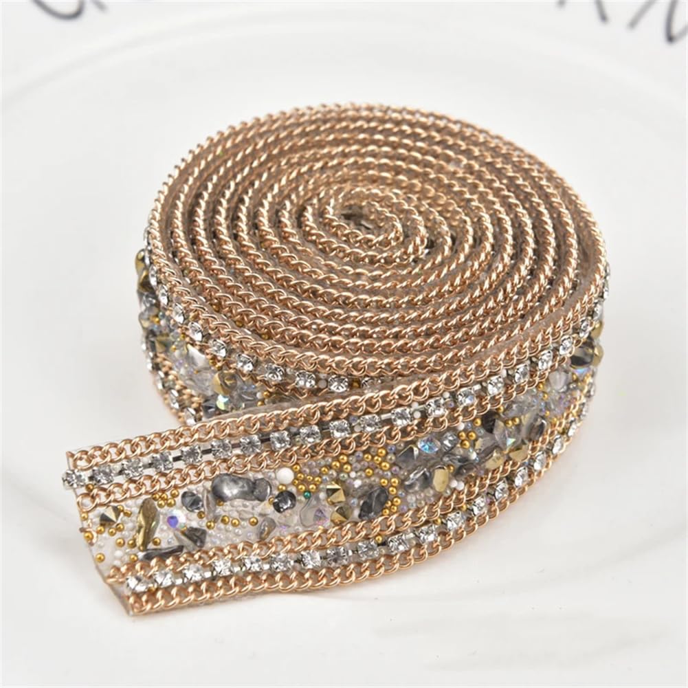 Ruban adhésif à repasser strass colorés 2,5cm de large pour robe de mariée au mètre