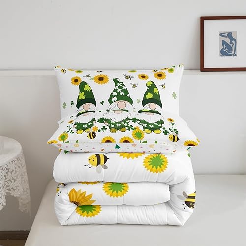 Miniatura 5 de Juego de ropa de cama de Navidad con gnomos de girasol, para dormitorio de niños y niñas, decoración de Navidad enana, edredón acolchado romántico