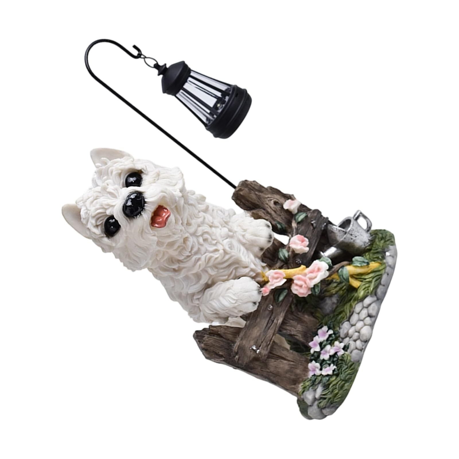 NVOQILIN Solar Canine Lamp Ornament Resin Figurine for Garden Fence Decor with Intelligent Light Sensing Function Yard Art Solar