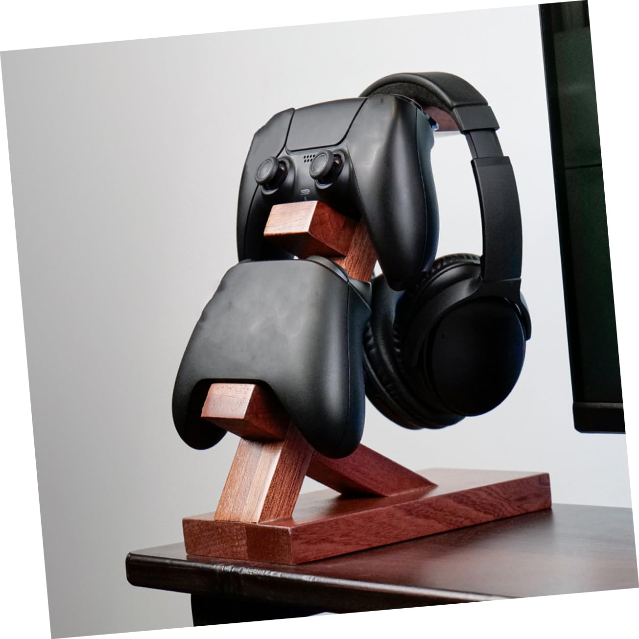 DOITOOL Soporte Madera Controlador Juego Auriculares para y Barrón Diseño Portátil y Simple Almacenamiento Área de Entretenimiento Gaming