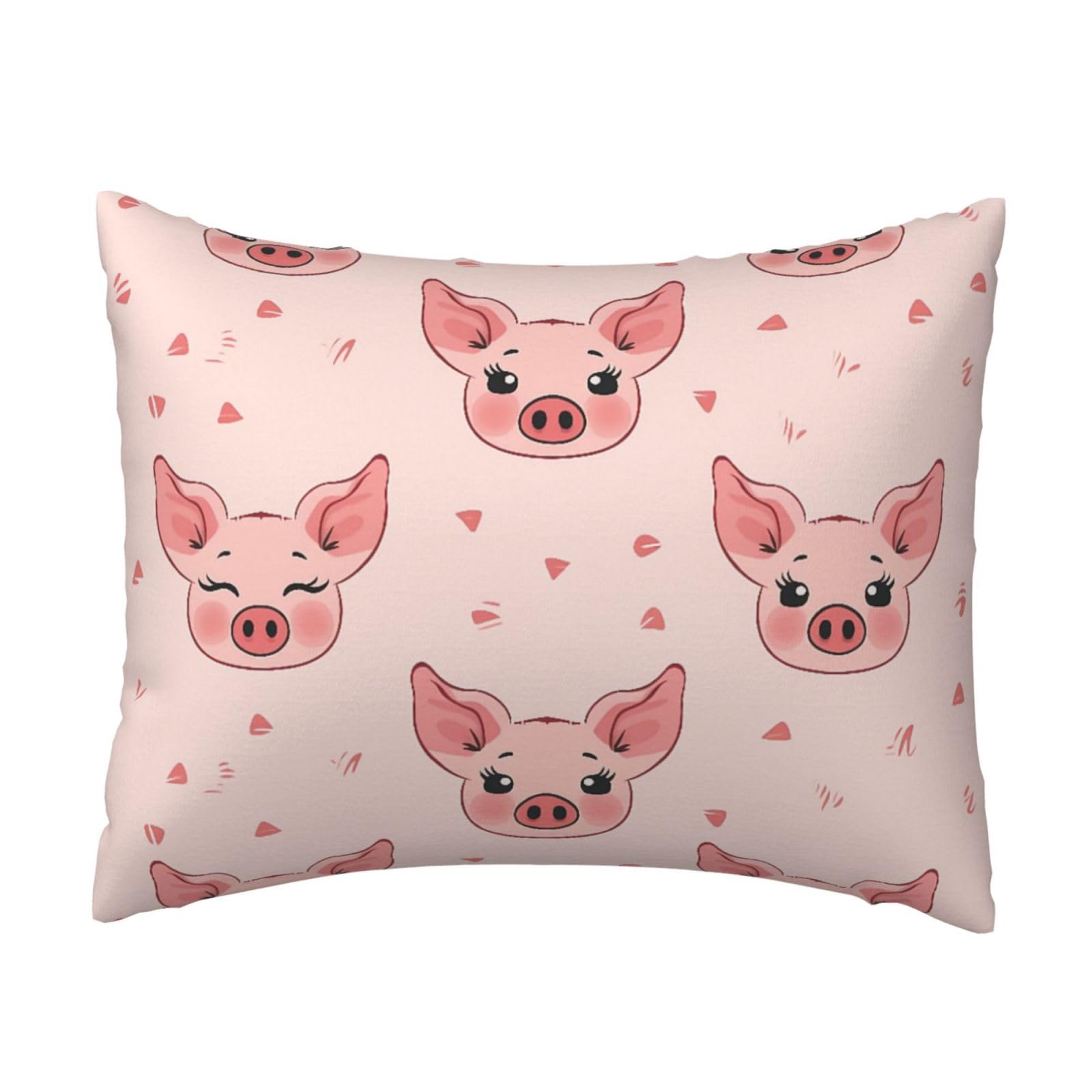 Adorable Pig Pillowcase Soft Plush with Zipper Decorative Pillowcovers 16x20 in
